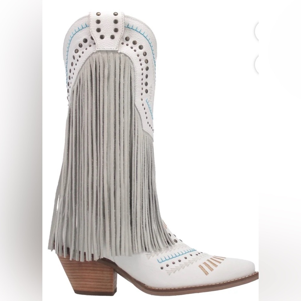 NWT- Dingo Women's, Gypsy Leather Boots SIZE: 8.5 M COLOR: White/Gray